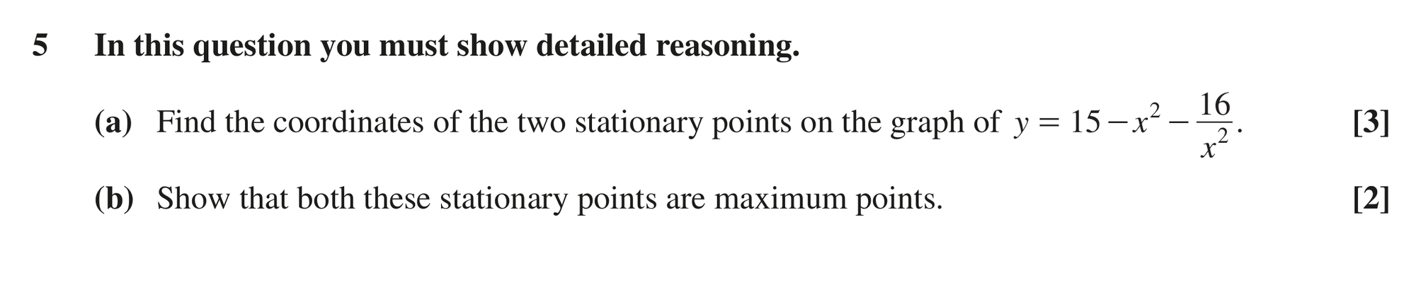 Question 5 — Differentiation — OCR MEI June 2023