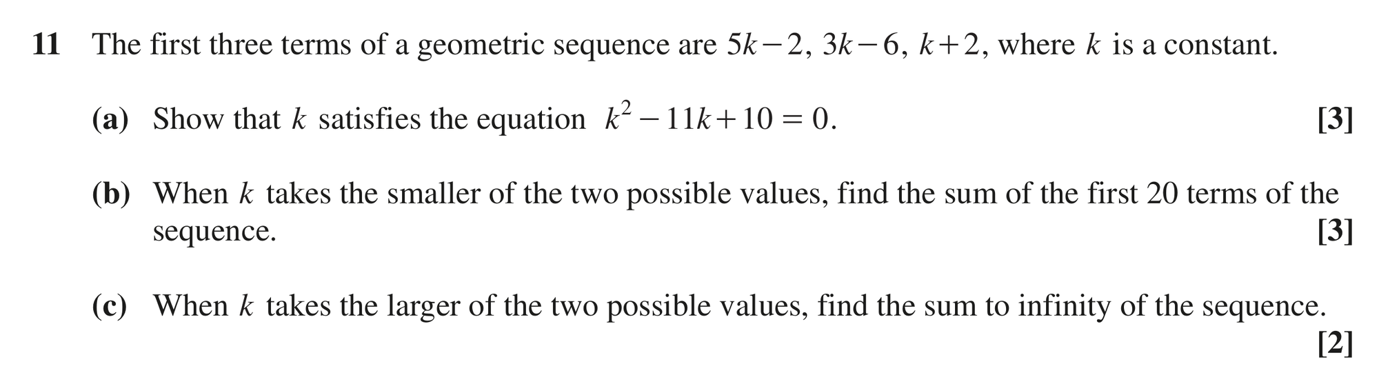 Question 11 — Geometric Sequences and Series — OCR MEI June 2024