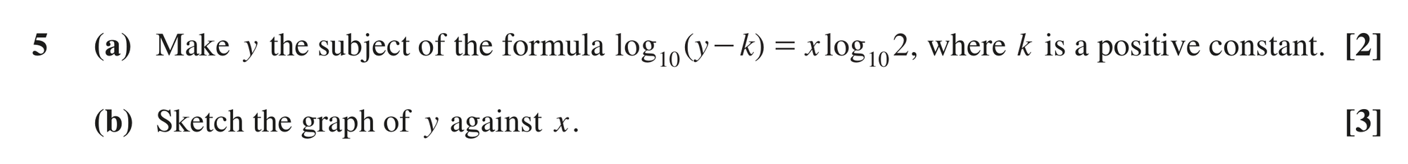 Question 5 — Logarithms, Graph Sketching — OCR MEI June 2024