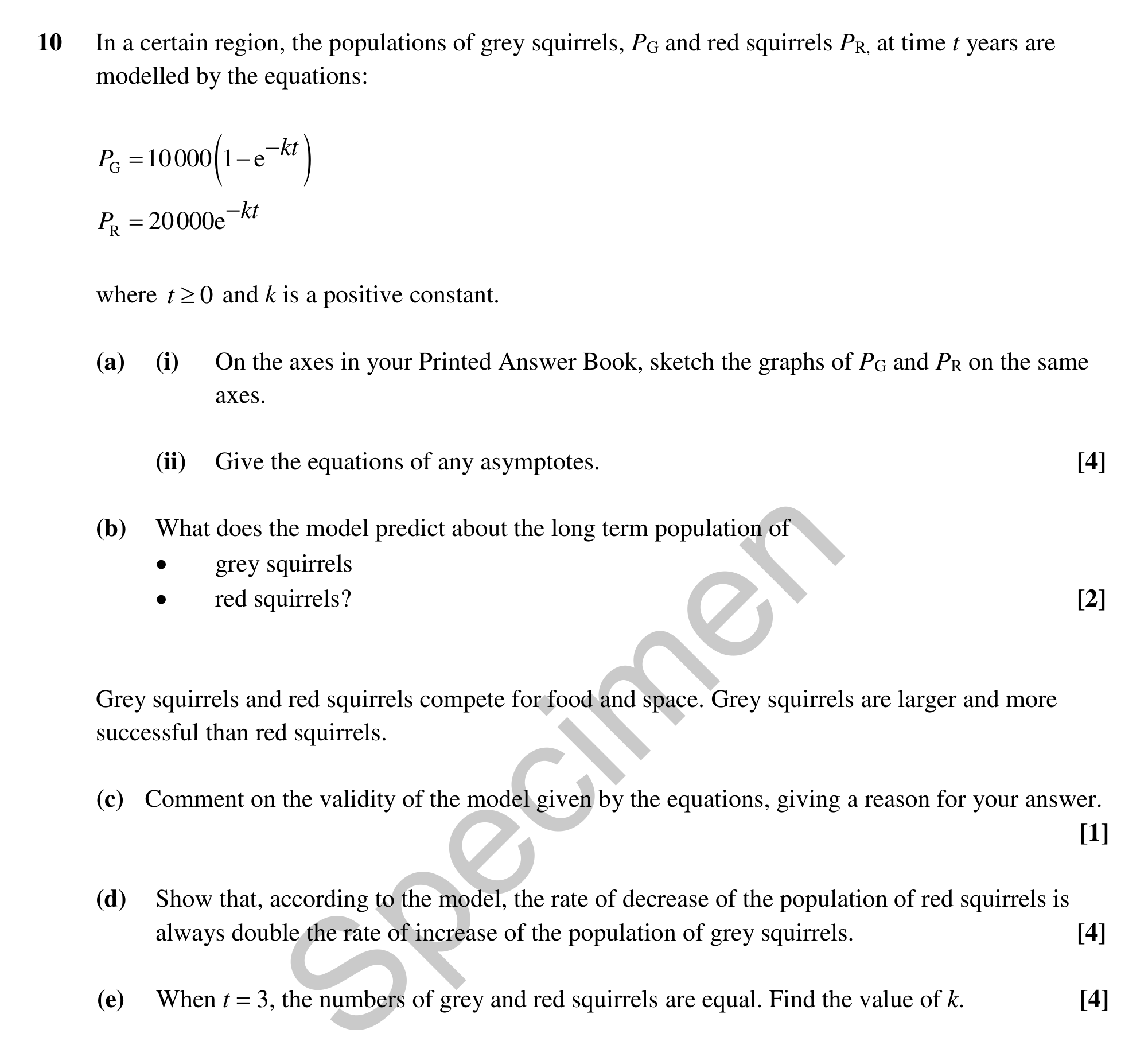 Question 10 — Exponentials, Graph Sketching, Differentiation — OCR MEI Sample Paper