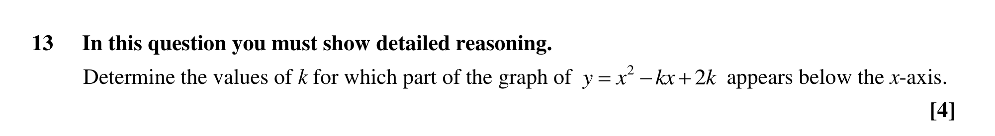 Question 13 — Quadratics — OCR MEI Sample Paper