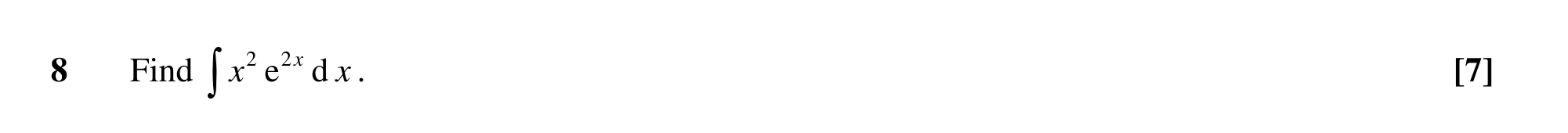 Question 8 — Integration — OCR MEI Sample Paper