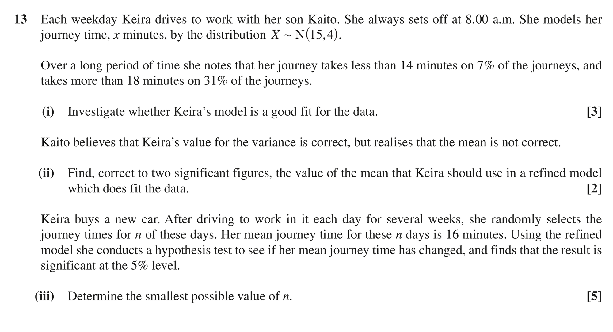 Question 13 — Normal Distribution, Hypothesis Testing — OCR MEI June 2018