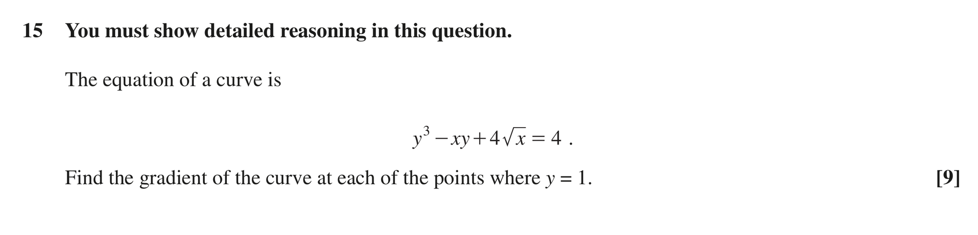 Question 15 — Differentiation — OCR MEI June 2018