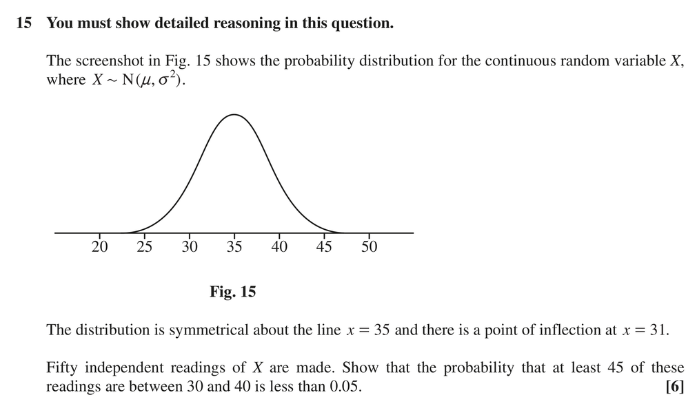 Question 15 — Normal Distribution — OCR MEI June 2019