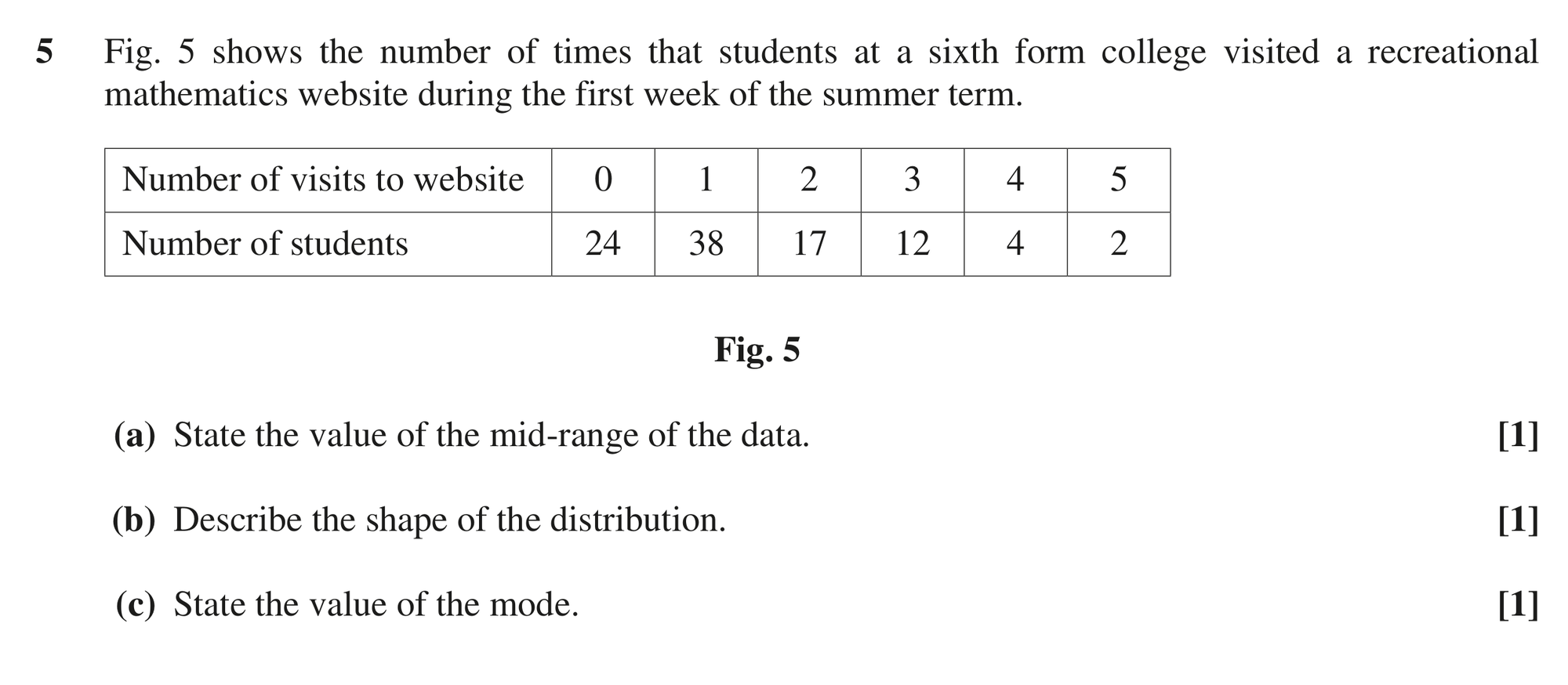 Question 5 — Mean, Variance and Standard Deviation — OCR MEI June 2019