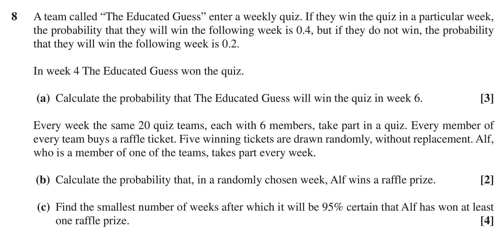 Question 8 — Probability — OCR MEI June 2019