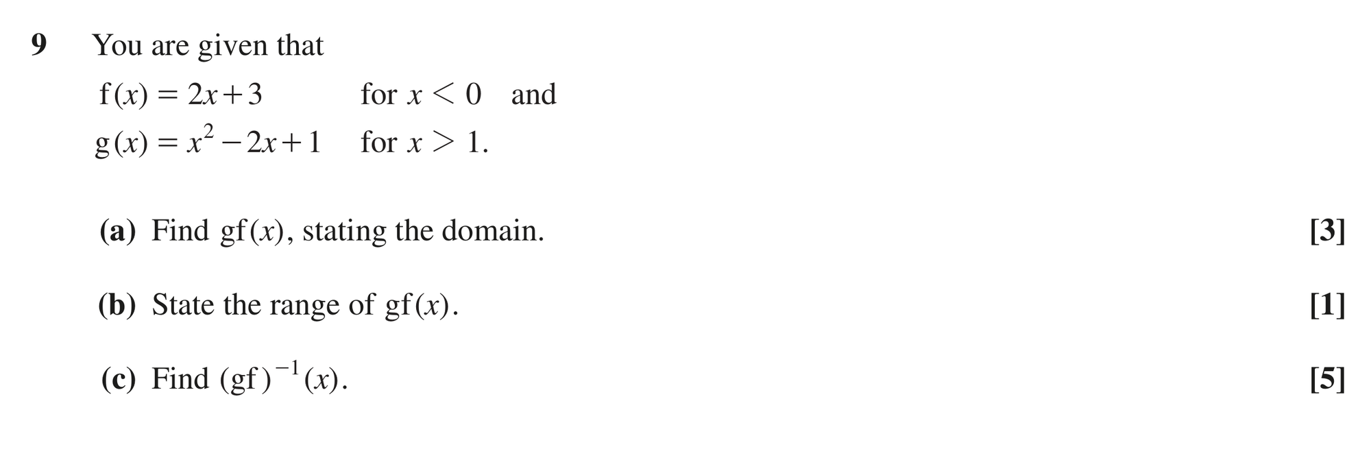 Question 9 — Functions — OCR MEI June 2019