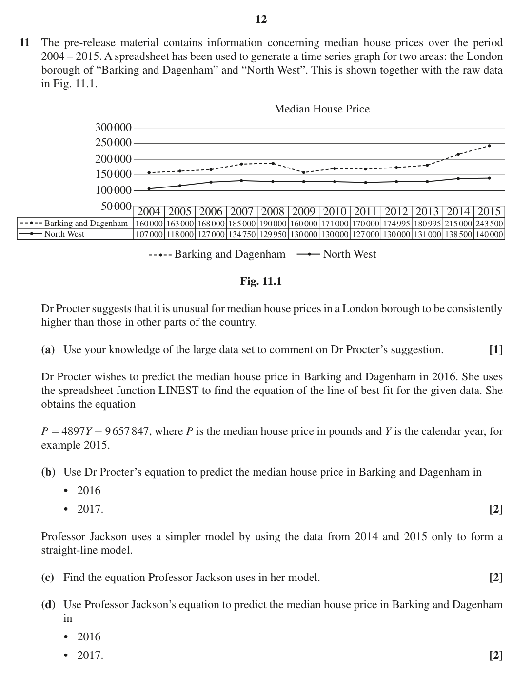 Question 11 — Large Data Set, Correlation — OCR MEI October 2020