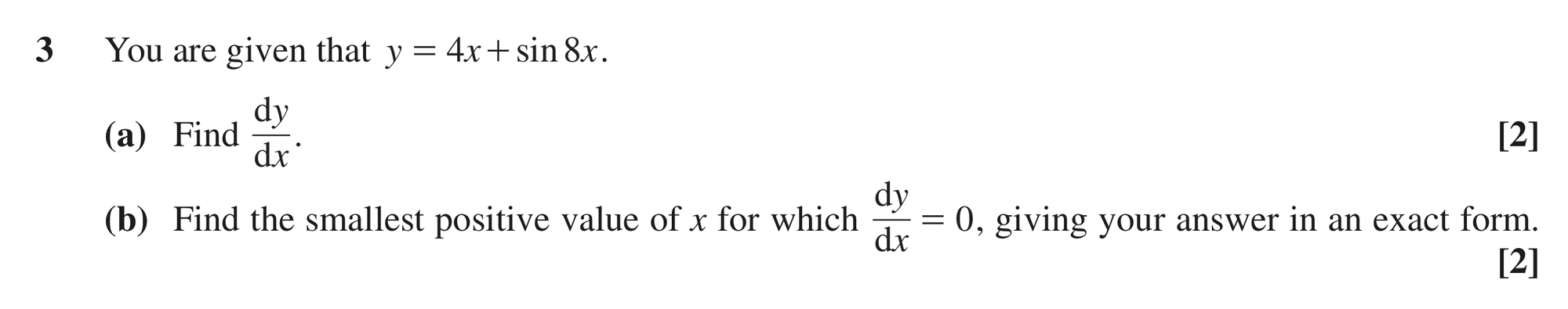 Question 3 — Differentiation — OCR MEI October 2020