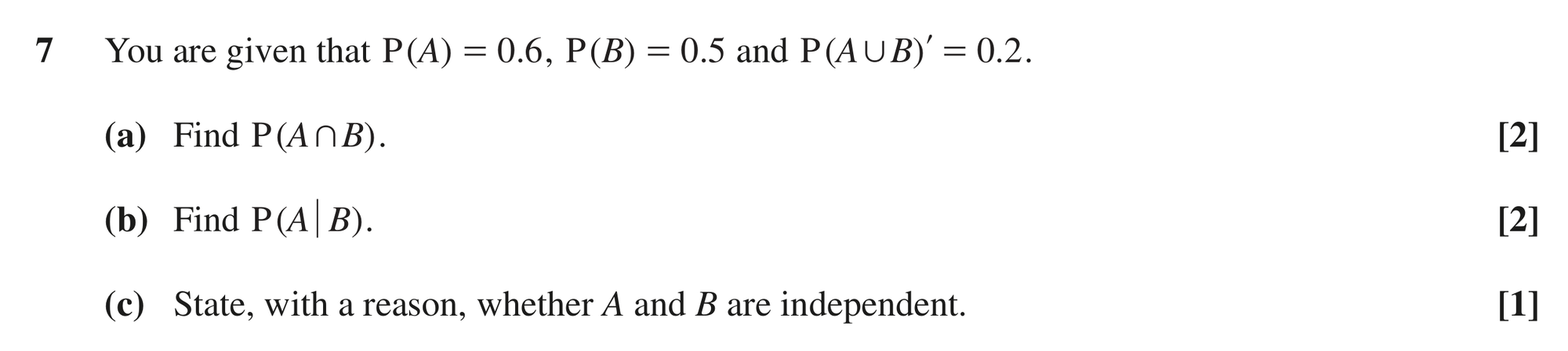 Question 7 — Probability — OCR MEI October 2020