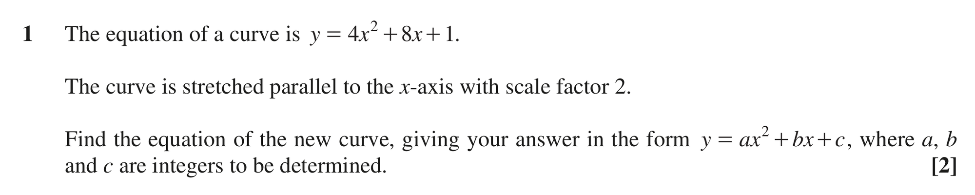 Question 1 — Graph Transformations — OCR MEI October 2021