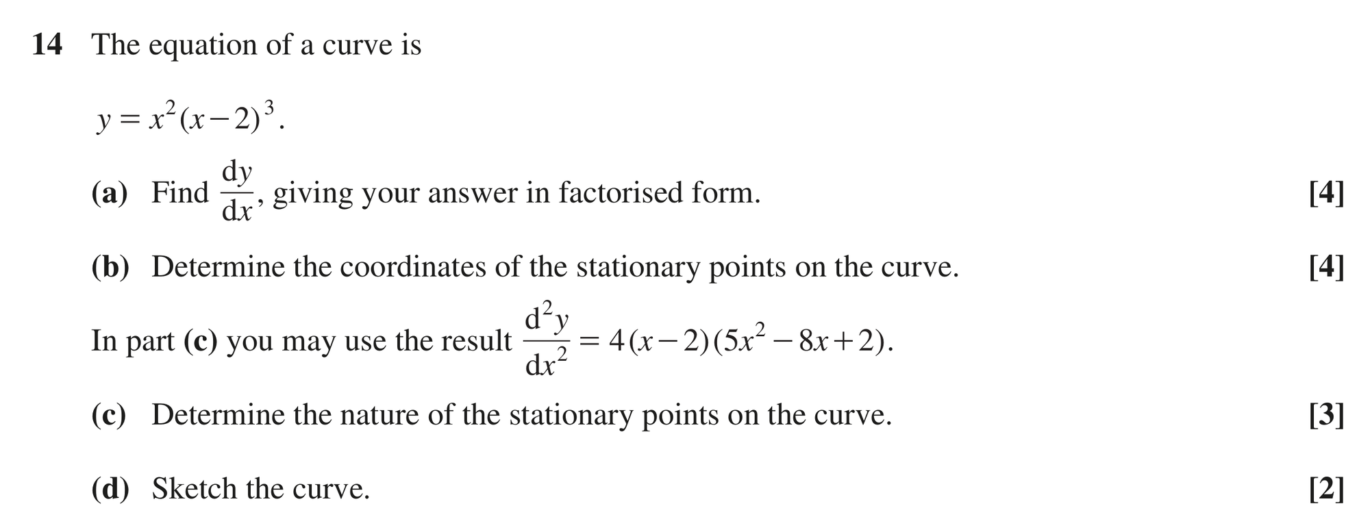 Question 14 — Differentiation, Graph Sketching — OCR MEI October 2021