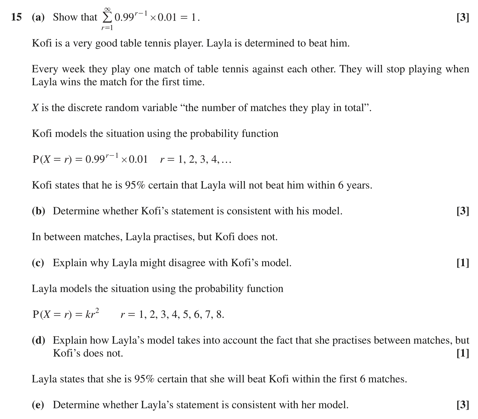 Question 15 — Sequences - Sigma Notation, Geometric Sequences and Series, Probability Distribution — OCR MEI October 2021