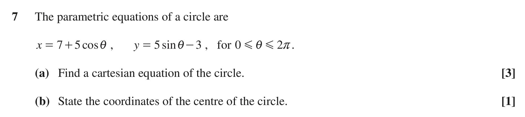 Question 7 — Parametric Equations — OCR MEI October 2021