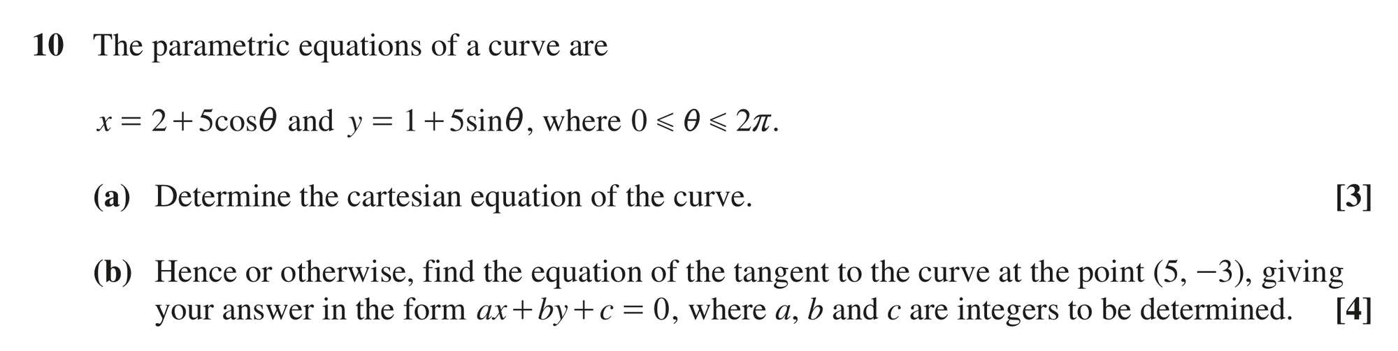 Question 10 — Parametric Equations — OCR MEI June 2022