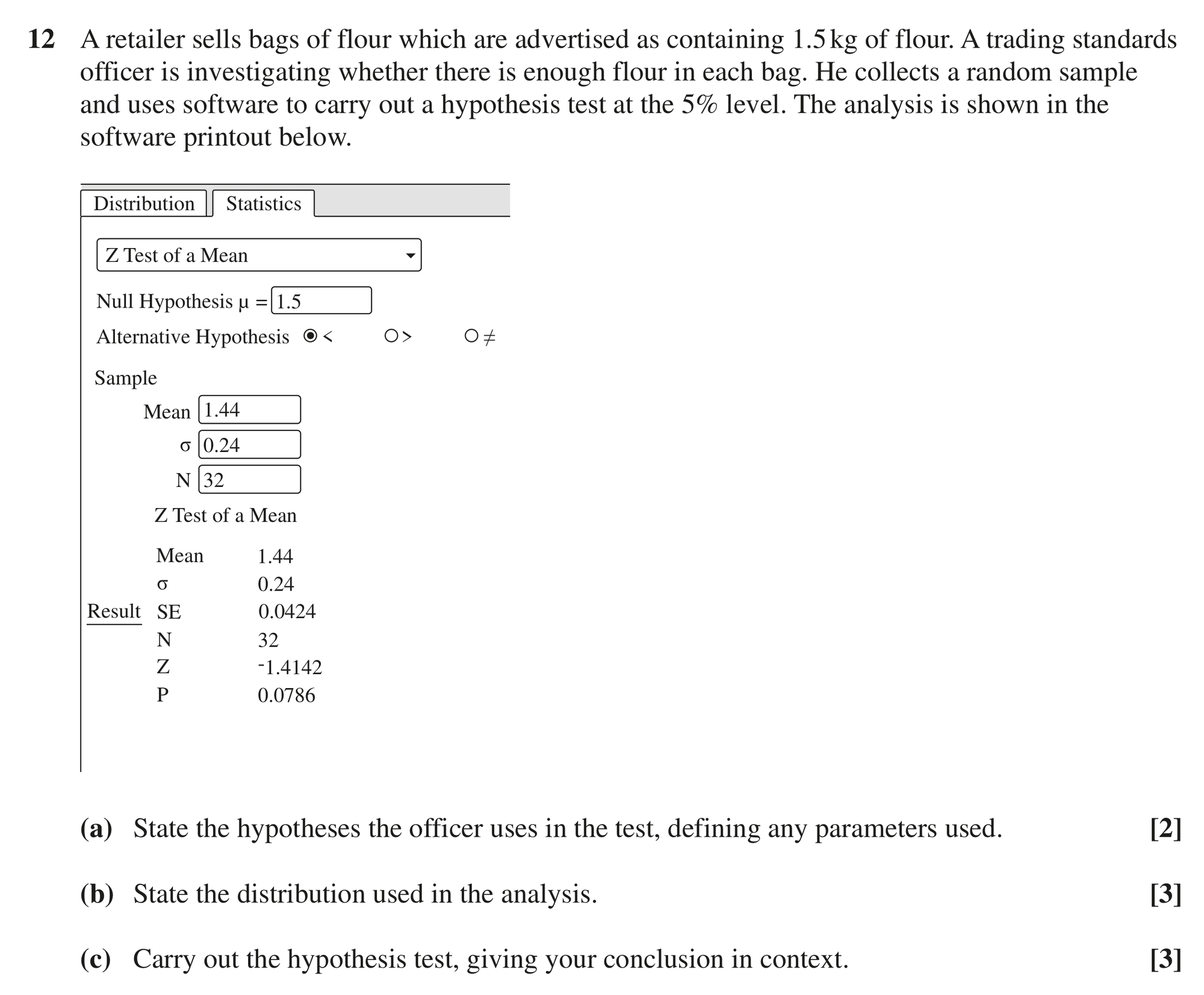 Question 12 — Hypothesis Testing — OCR MEI June 2022