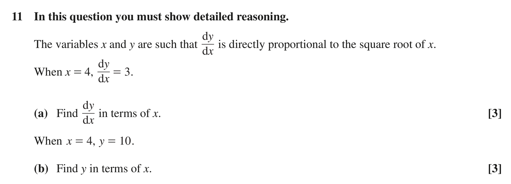Question 11 — Rates of Change, Differential Equations — OCR MEI June 2023