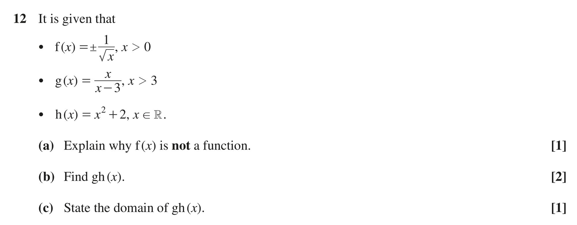 Question 12 — Functions — OCR MEI June 2023