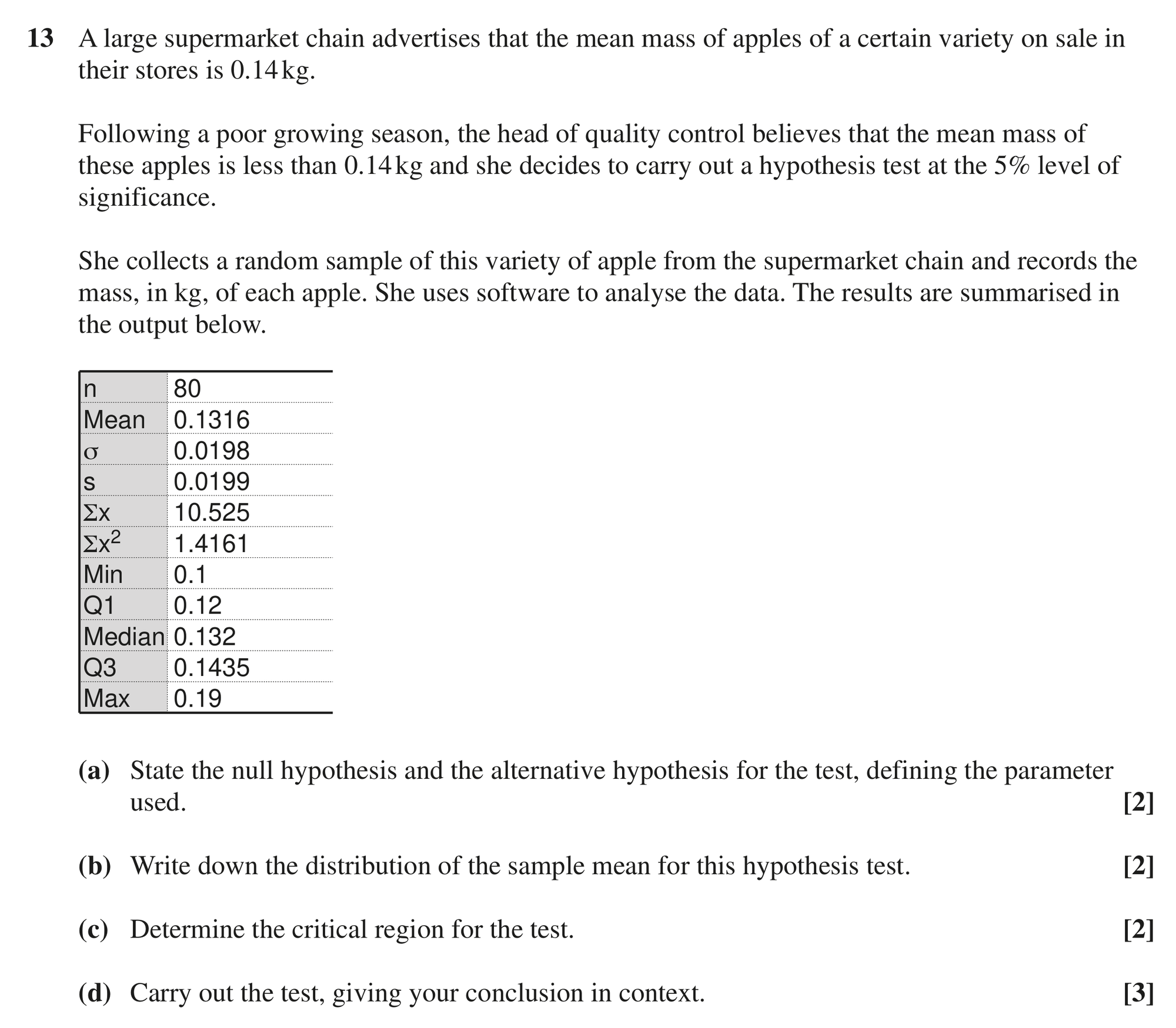 Question 13 — Hypothesis Testing — OCR MEI June 2023