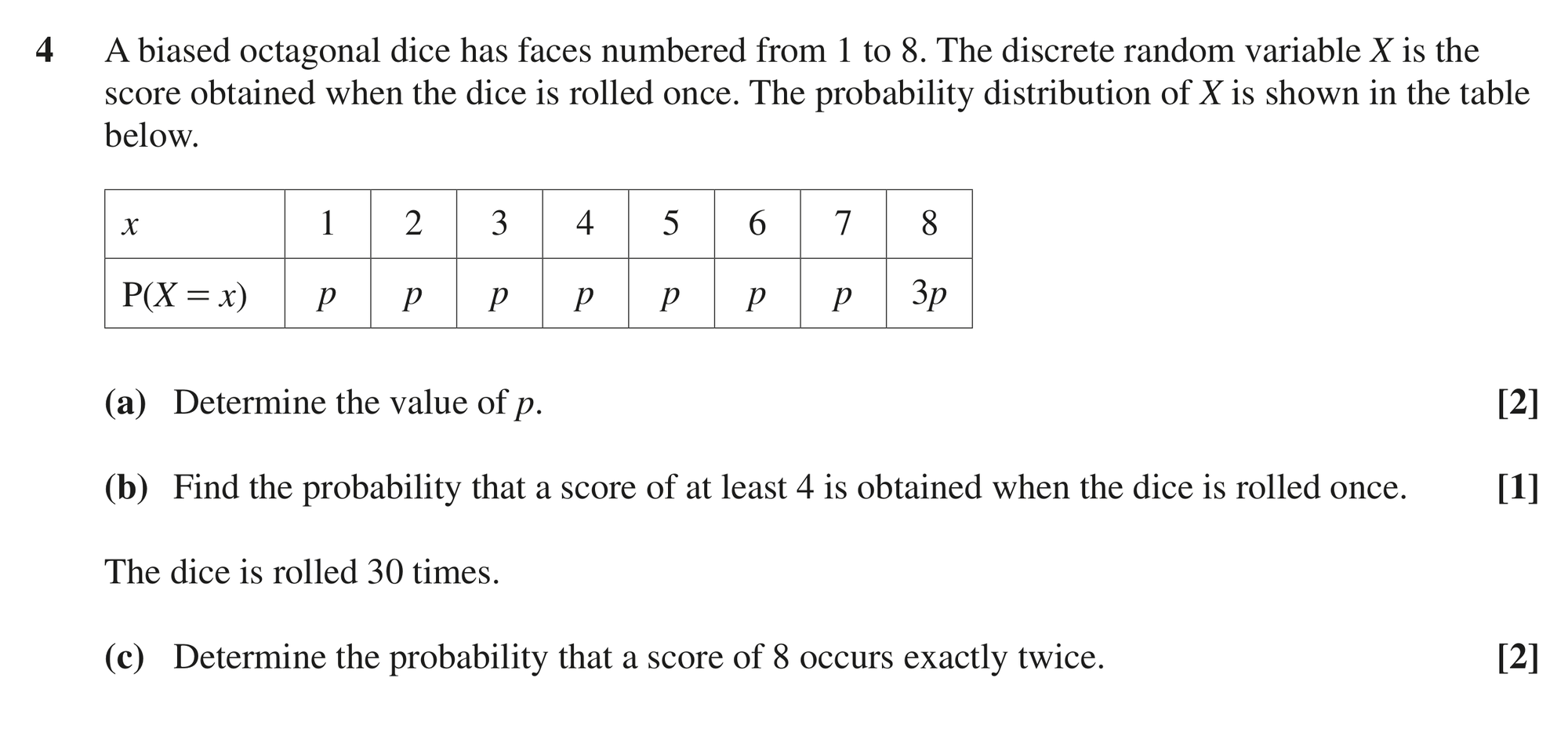 Question 4 — Probability Distribution, Binomial Distribution — OCR MEI June 2023