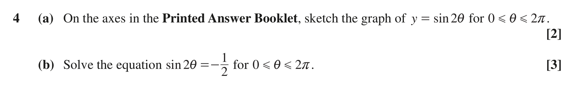 Question 4 — Graph Sketching, Trig — OCR MEI June 2024
