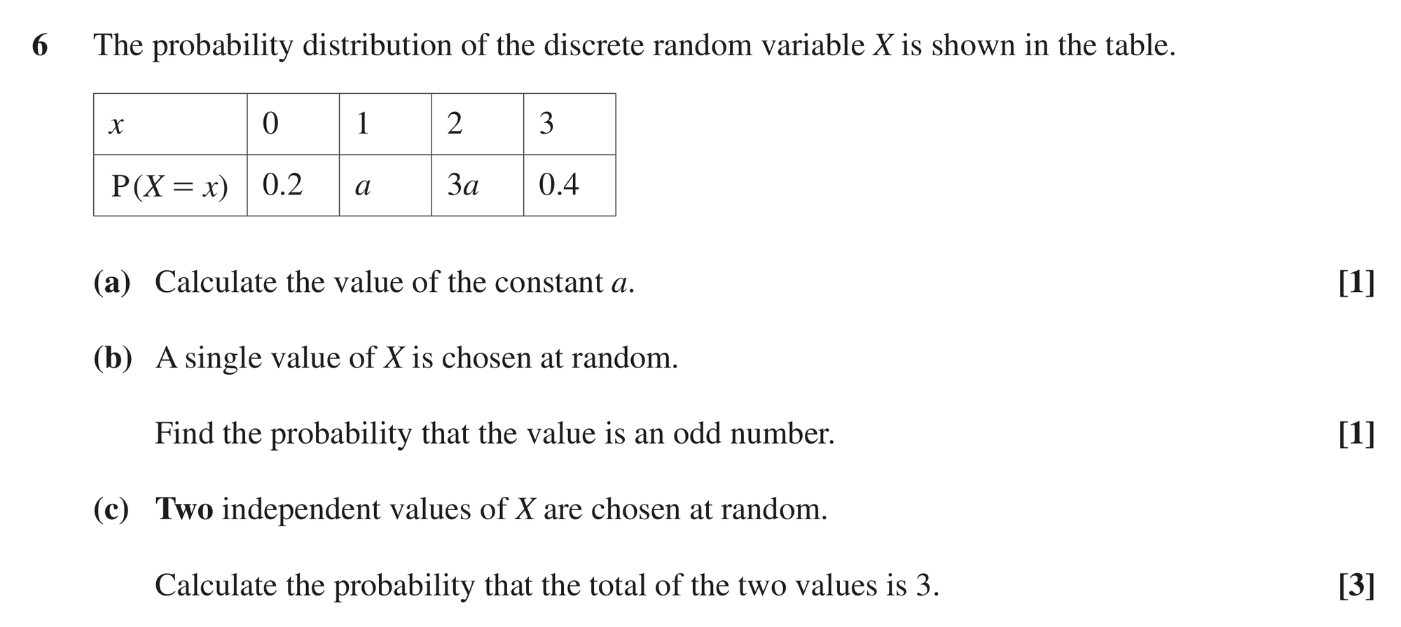 Question 6 — Probability Distribution — OCR MEI June 2024