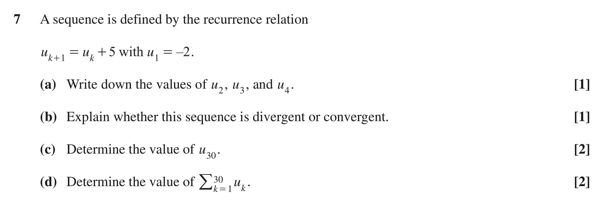 Question 7 — Recurrence Relations, Sequences - Sigma Notation, Arithmetic Sequences and Series — OCR MEI June 2024