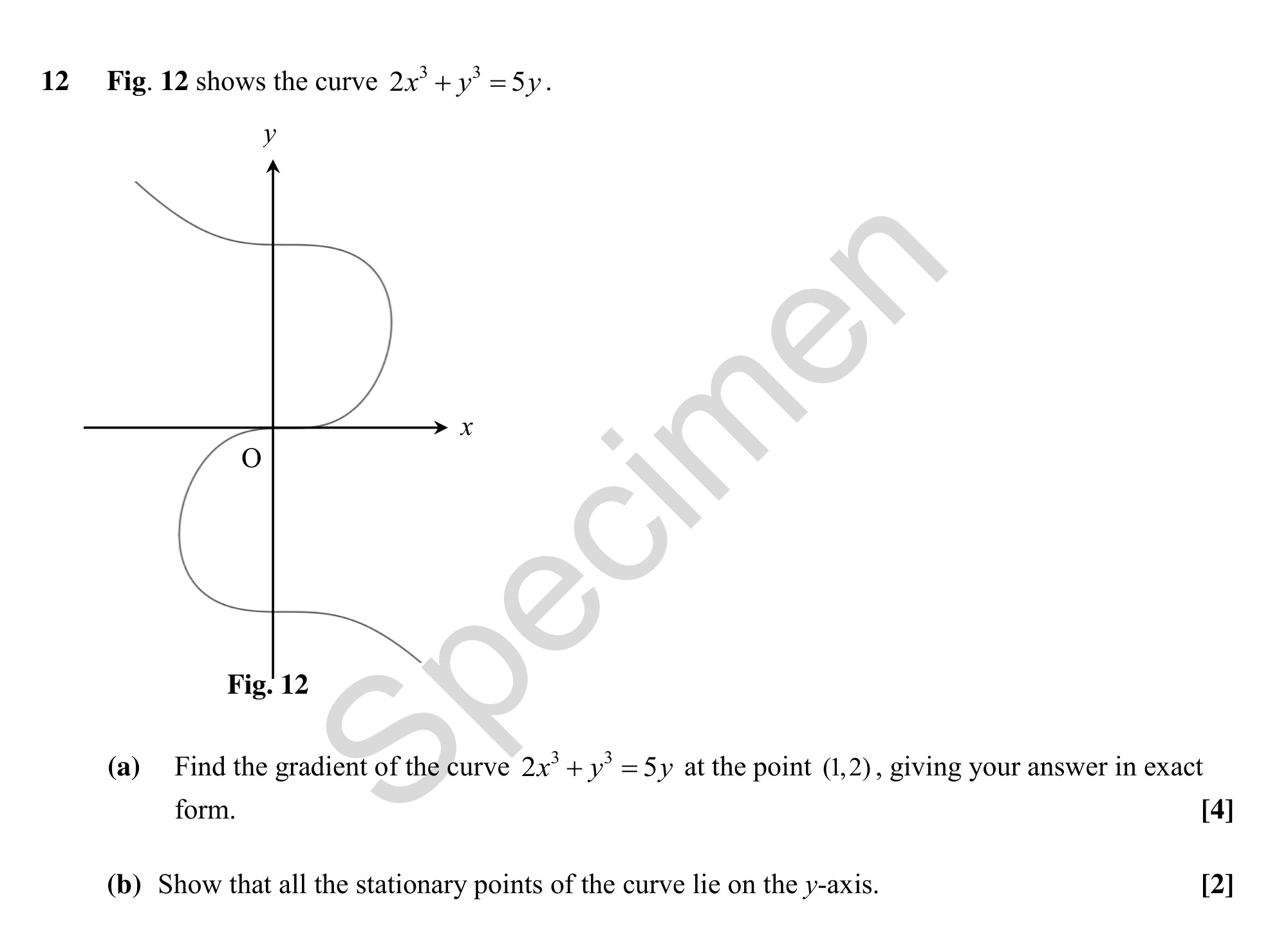 Question 12 — Differentiation — OCR MEI Sample Paper