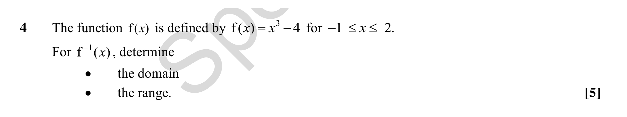 Question 4 — Functions — OCR MEI Sample Paper
