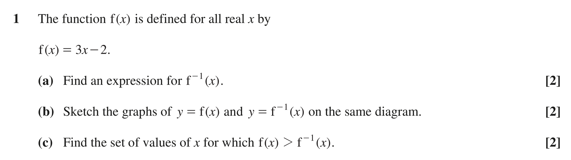 Question 1 — Functions — OCR MEI June 2019