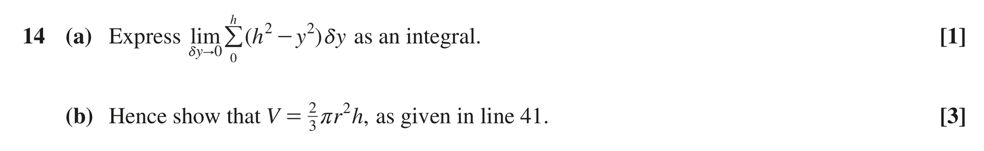Question 14 — Integration, Proof, Sigma Integration — OCR MEI June 2019