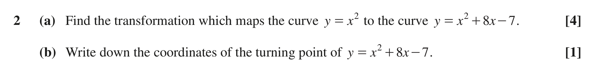 Question 2 — Graph Transformations, Quadratics — OCR MEI June 2019