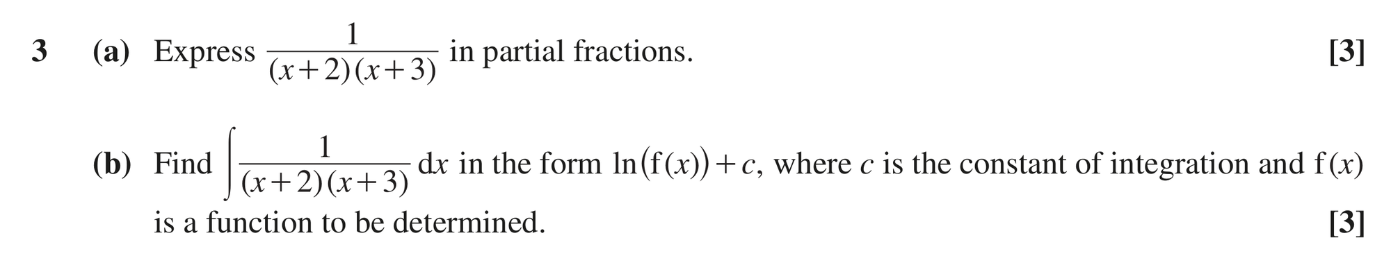 Question 3 — Partial Fractions, Integration — OCR MEI June 2019