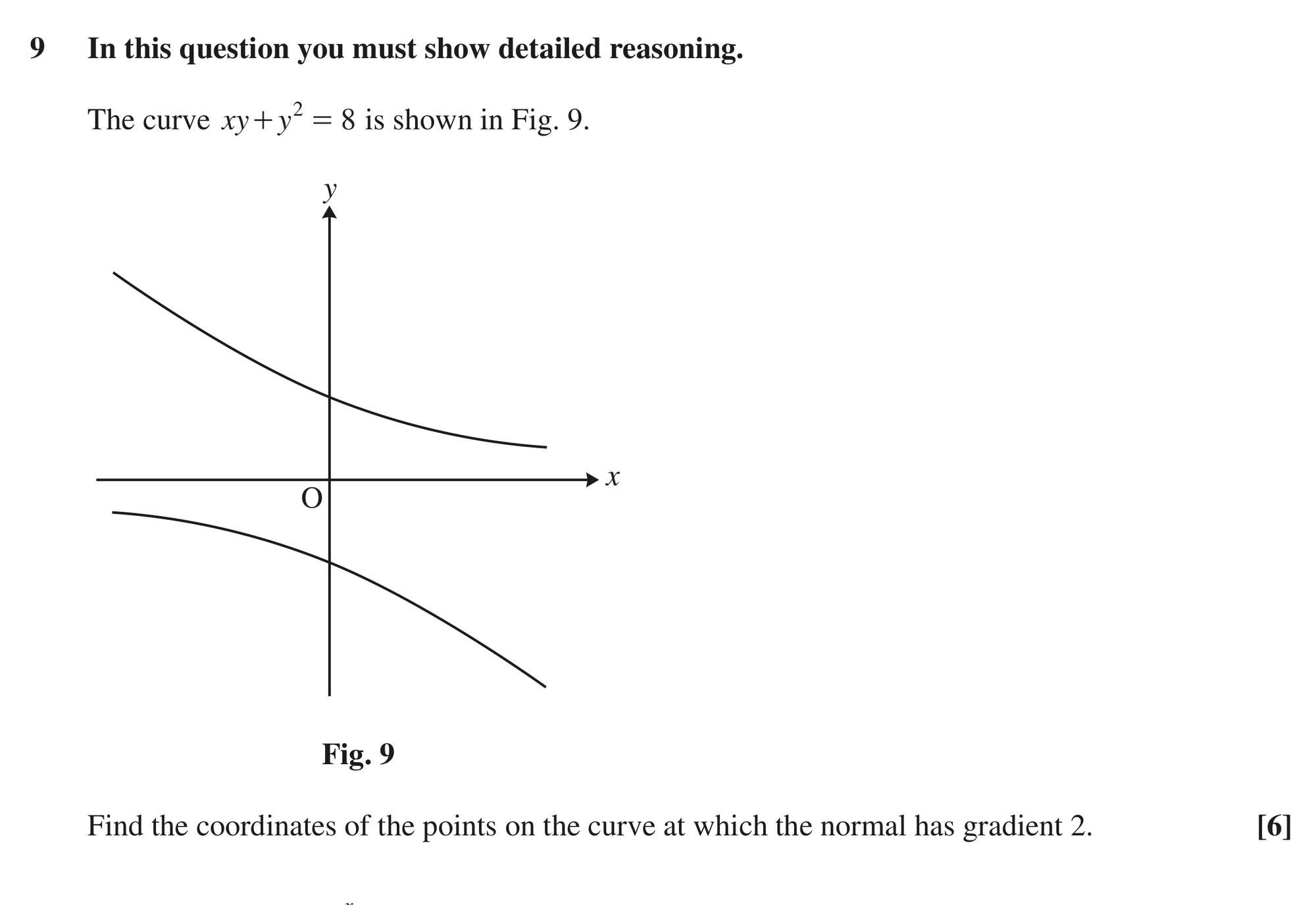 Question 9 — Differentiation — OCR MEI June 2019