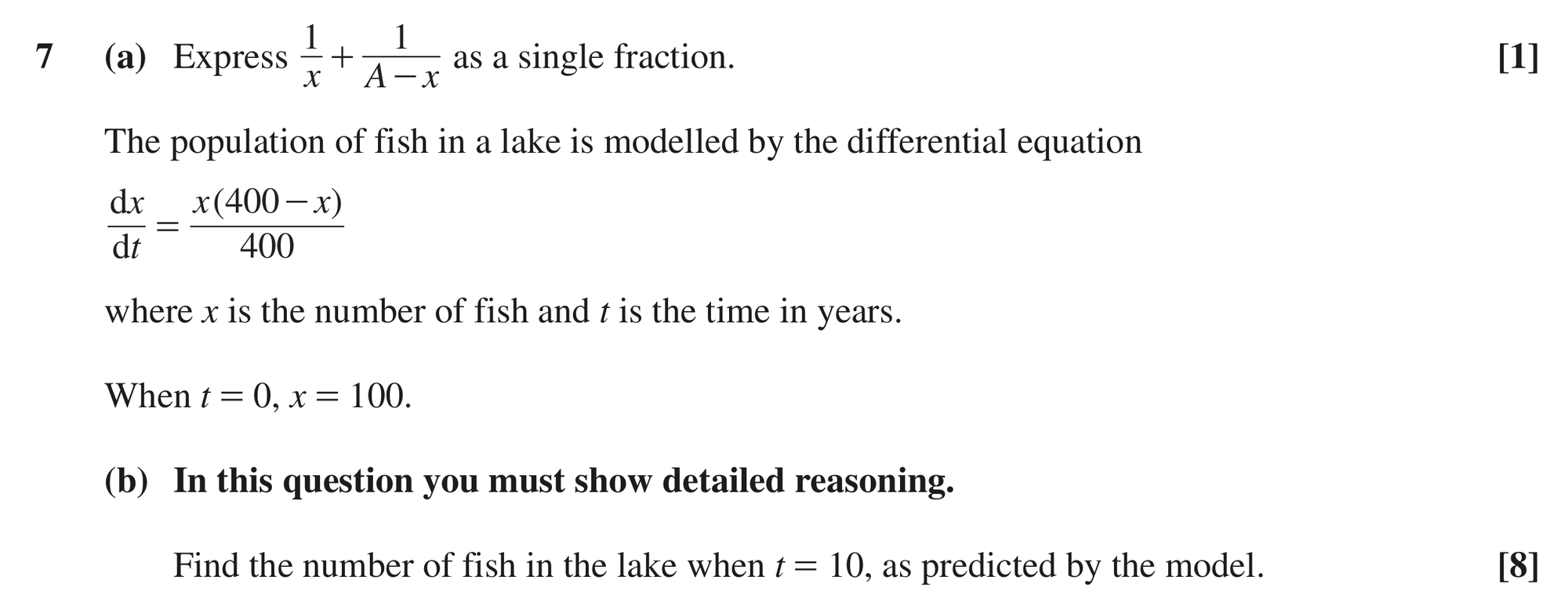 Question 7 — Differential Equations — OCR MEI October 2020