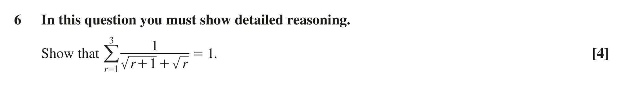 Question 6 — Sequences - Sigma Notation, Indices and Surds — OCR MEI October 2021