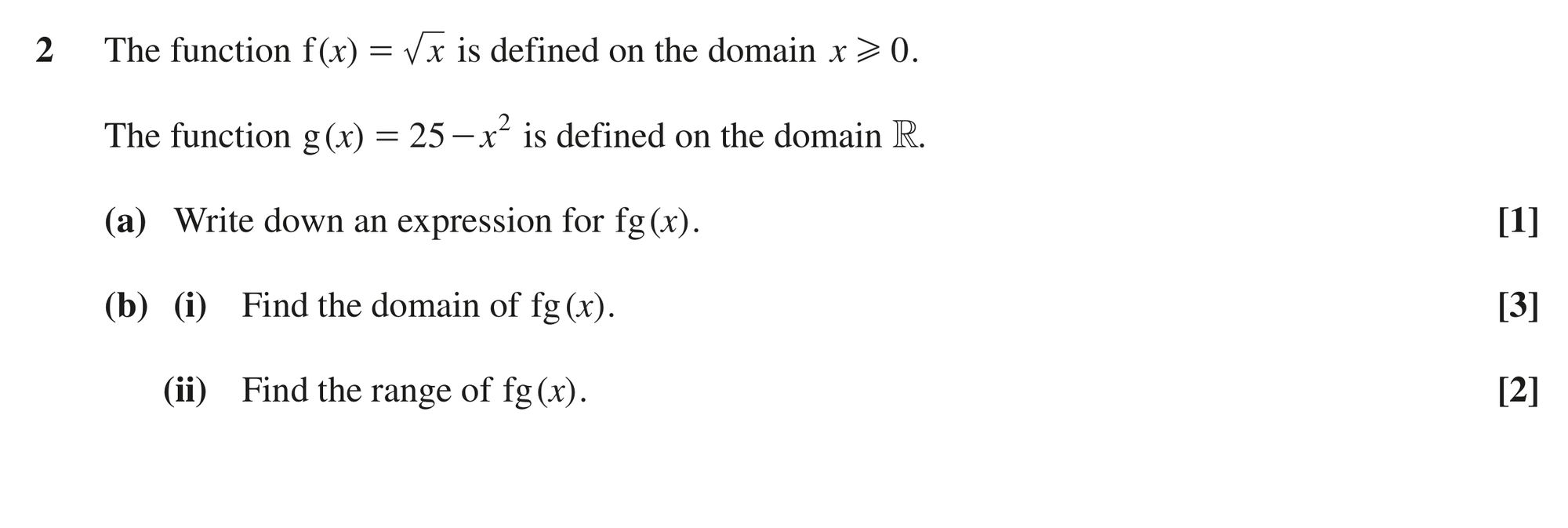 Question 2 — Functions — OCR MEI June 2022