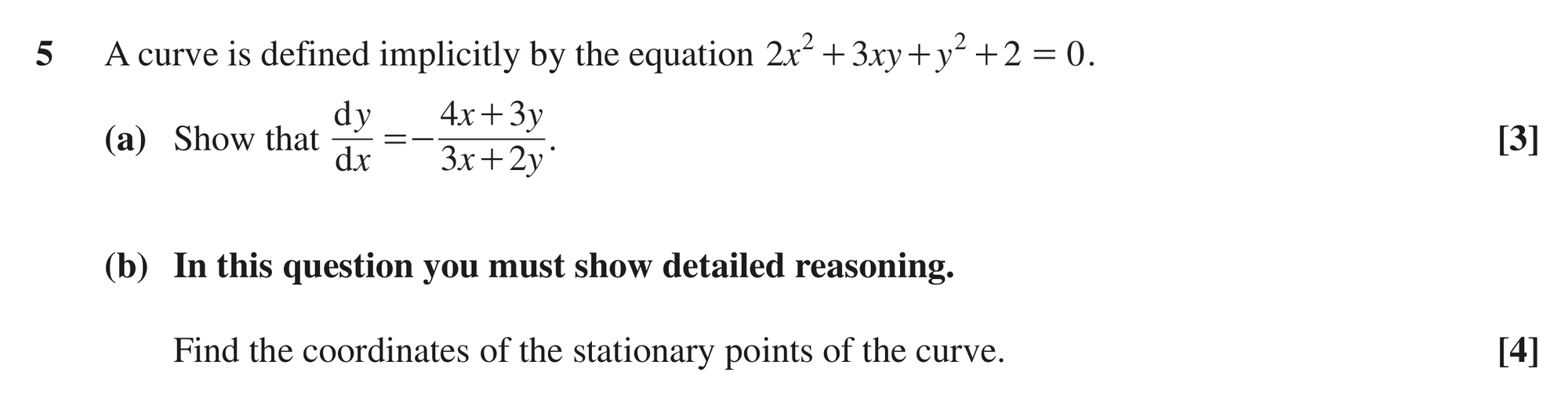 Question 5 — Differentiation — OCR MEI June 2022