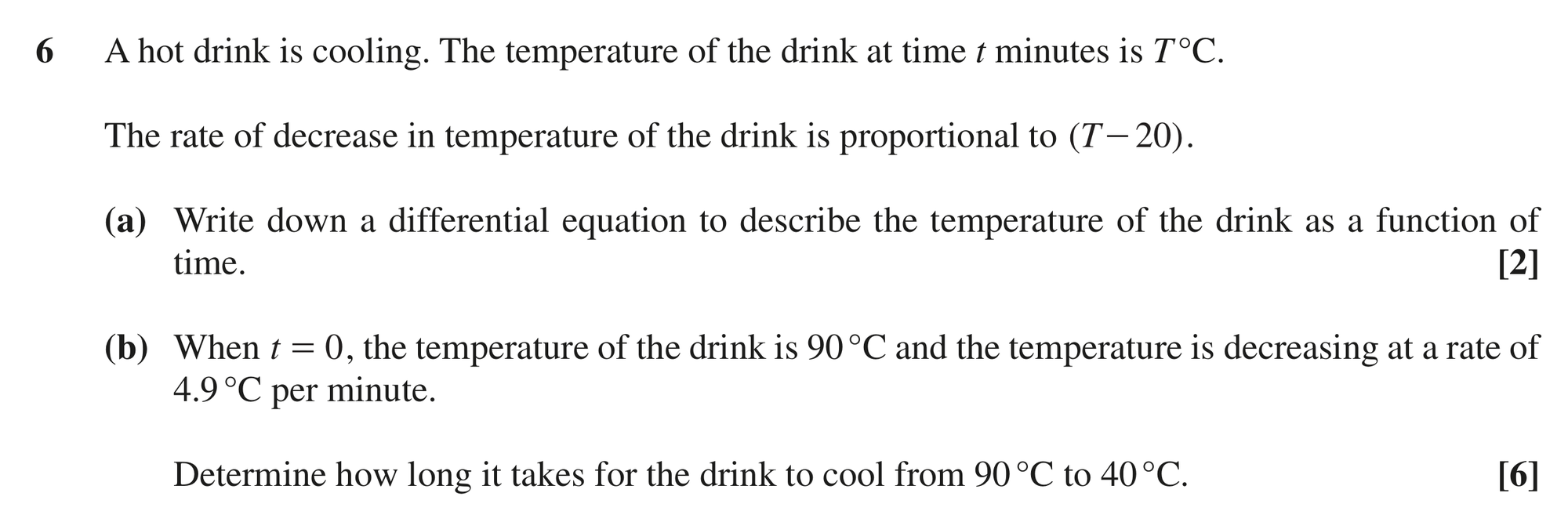 Question 6 — Rates of Change, Differential Equations — OCR MEI June 2022