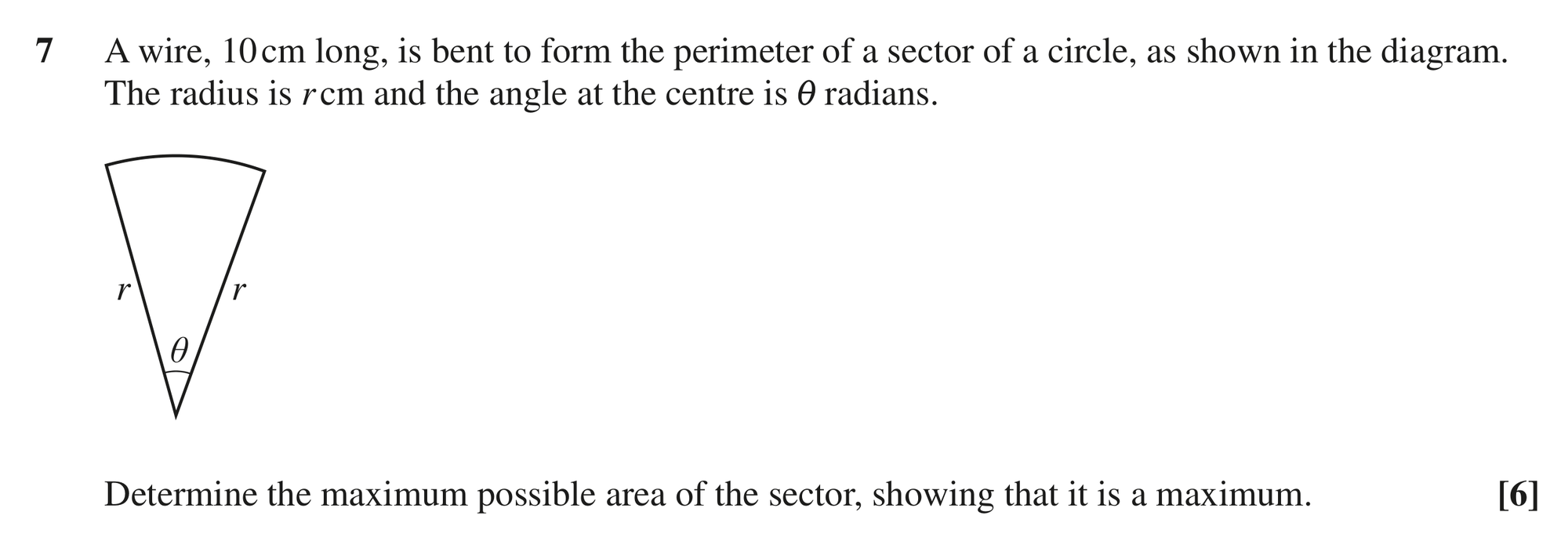 Question 7 — Differentiation, Arc Length, Sectors and Segments — OCR MEI June 2023