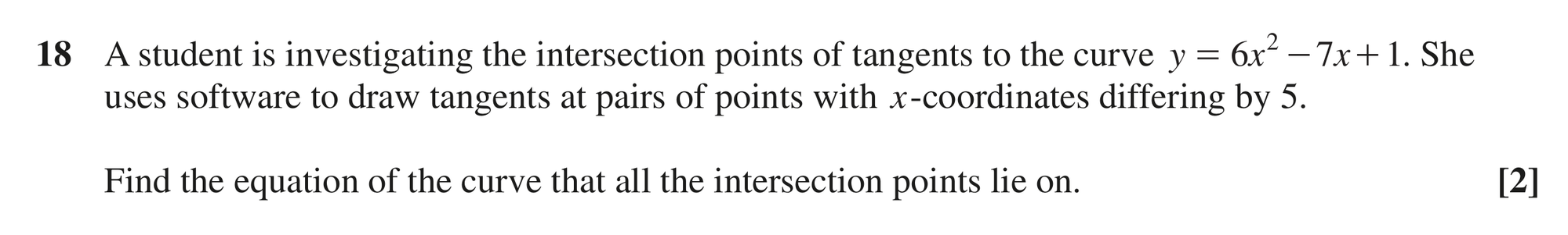 Question 18 — Differentiation, Quadratics, Coordinate Geometry — OCR MEI June 2024