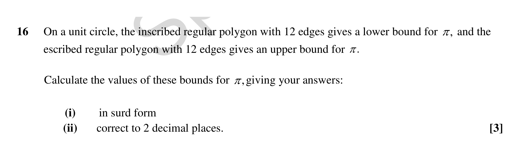 Question 16 — Arc Length, Sectors and Segments, Indices and Surds, Trig, Circles — OCR MEI Sample Paper