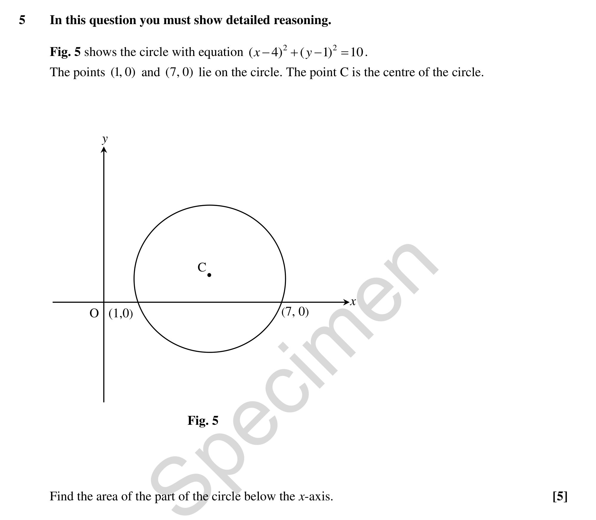Question 5 — Circles, Arc Length, Sectors and Segments — OCR MEI Sample Paper