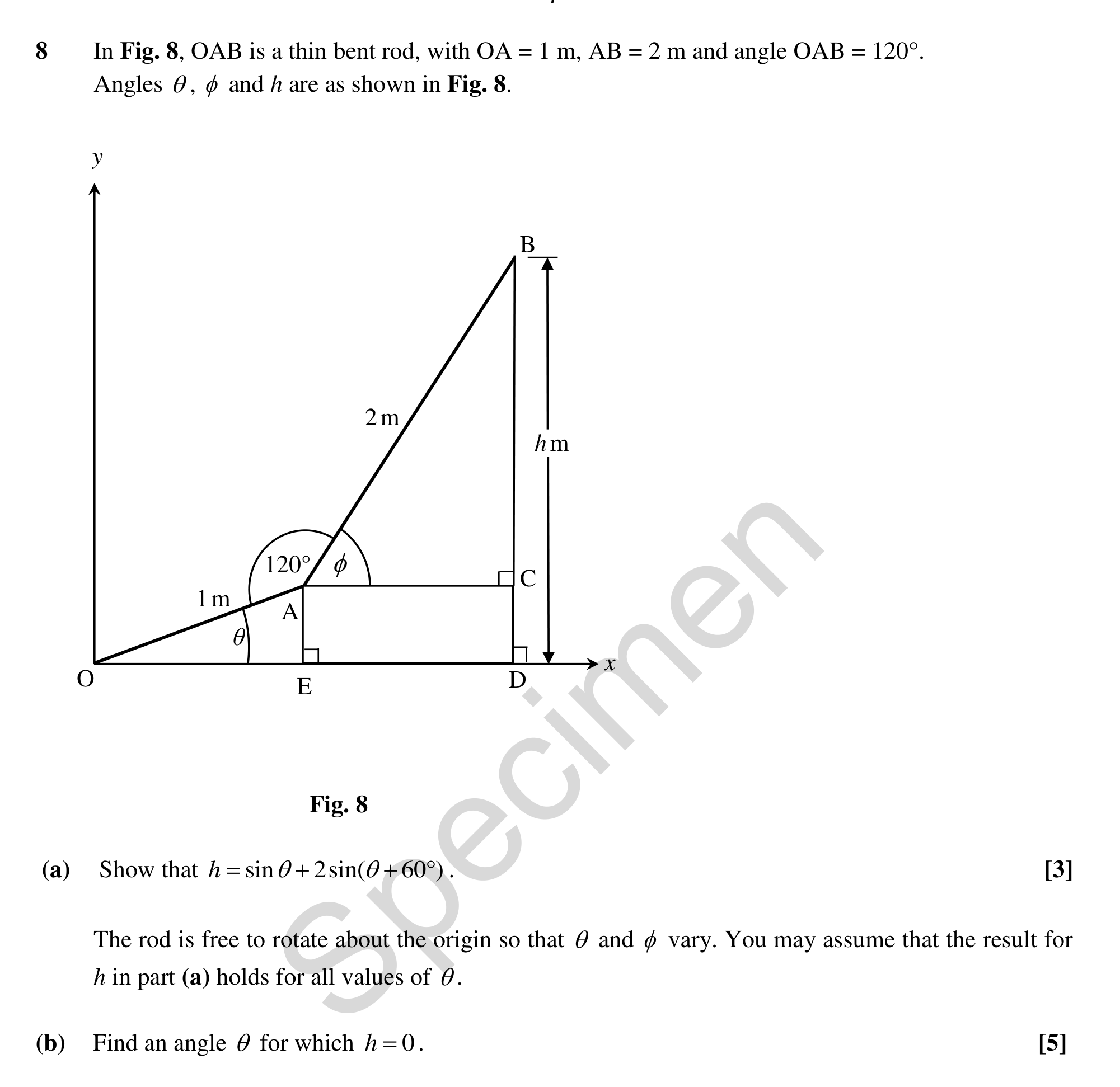 Question 8 — Trig, Triangles — OCR MEI Sample Paper