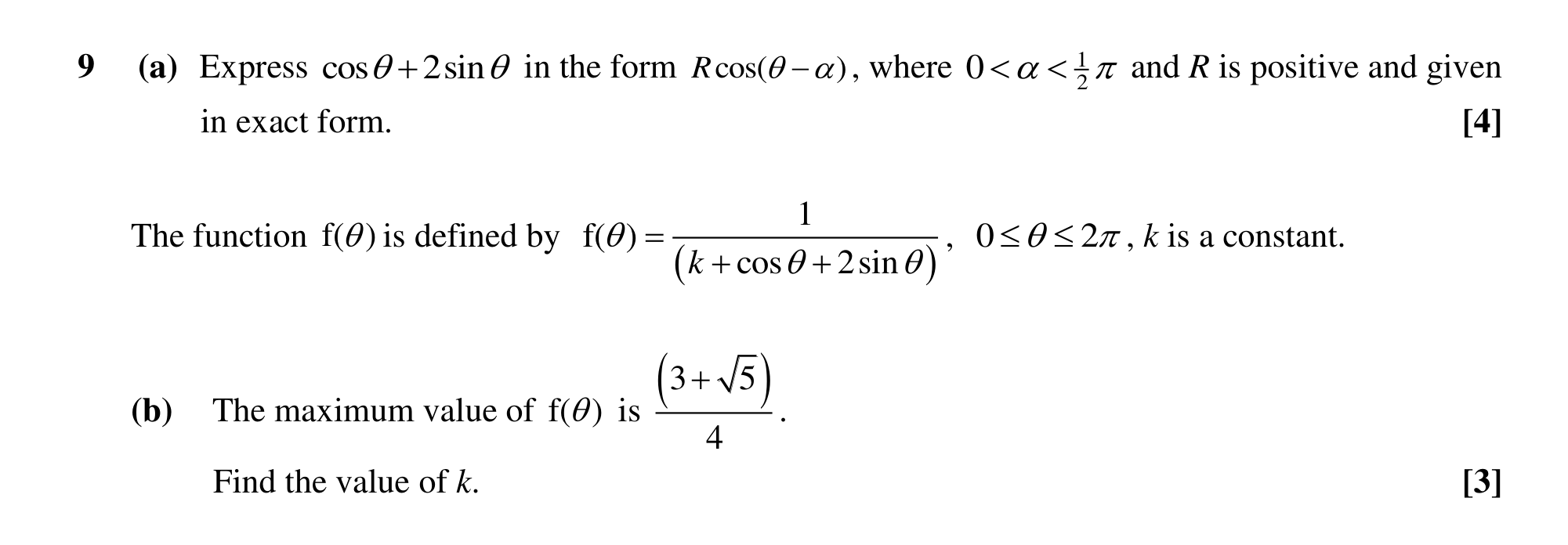 Question 9 — Trig — OCR MEI Sample Paper
